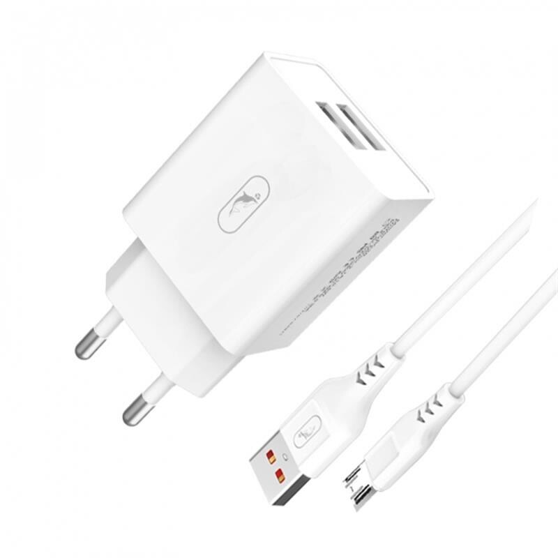 Зарядное устройство SkyDolphin SC30V (2USB, 2.1A) White (MZP-000114) + кабель microUSB