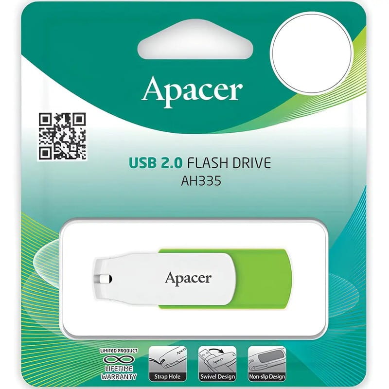 Флеш-накопитель USB 32GB Apacer AH335 White/Green (AP32GAH335G-1)