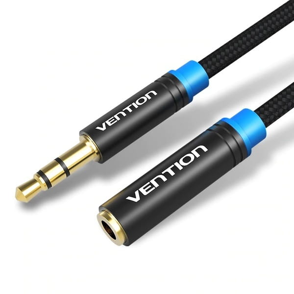 Кабель Vention Audio 3.5 мм - 3.5 мм (М/F), 2 м, черный (VAB-B06-B200-M)