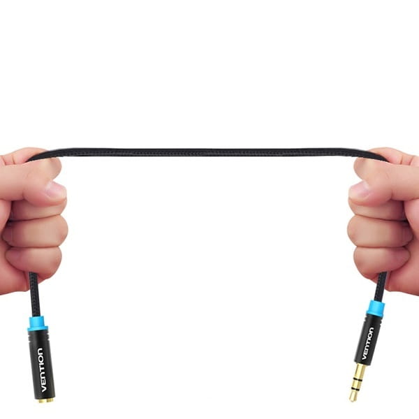 Кабель Vention Audio 3.5 мм - 3.5 мм (М/F), 2 м, черный (VAB-B06-B200-M)