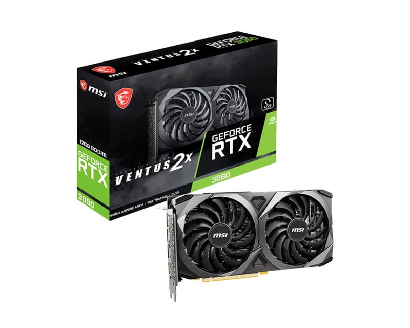 Видеокарта GF RTX 3060 12GB GDDR6 Ventus 2X MSI (GeForce RTX 3060 VENTUS 2X 12G)