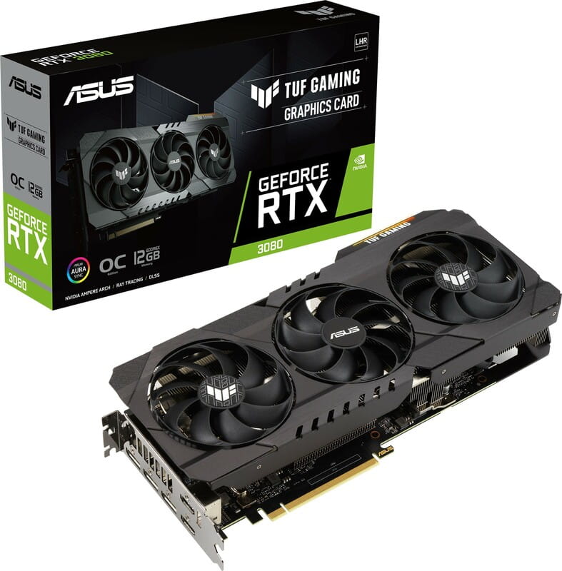 Видеокарта GF RTX 3080 12GB GDDR6X TUF Gaming OC Asus (TUF-RTX3080-O12G-GAMING)