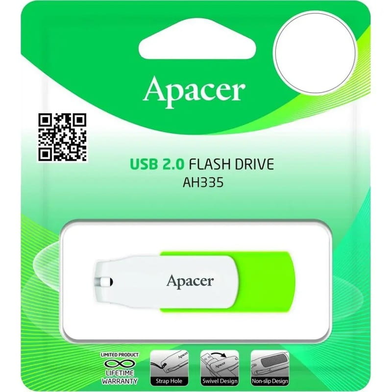 Флеш-накопитель USB 64GB Apacer AH335 White/Green (AP64GAH335G-1)