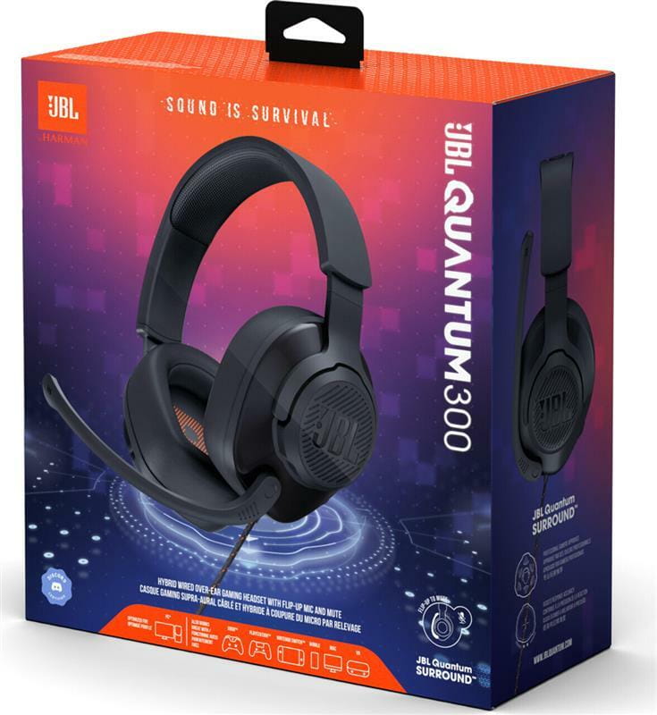 Гарнiтура JBL Quantum 300 Black (JBLQUANTUM300BLK_EU)