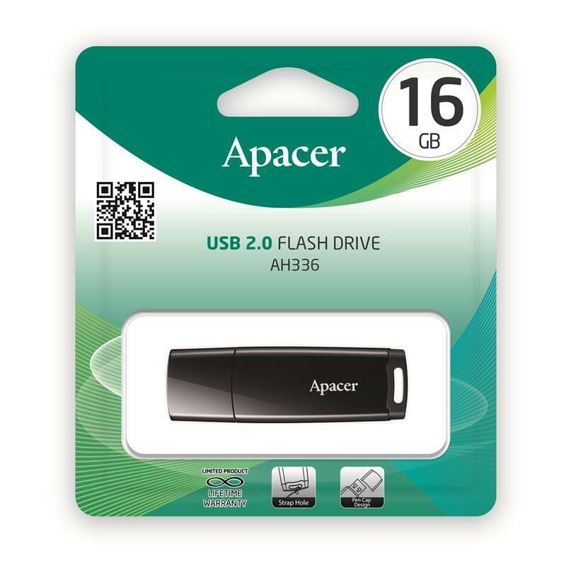 Флеш-накопичувач USB  16GB Apacer AH336 Black (AP16GAH336B-1)