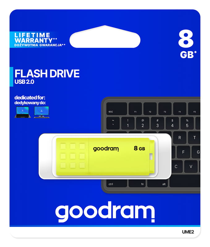 Флеш-накопитель USB2.0  8GB Goodram UME2 Yellow (UME2-0080Y0R11)