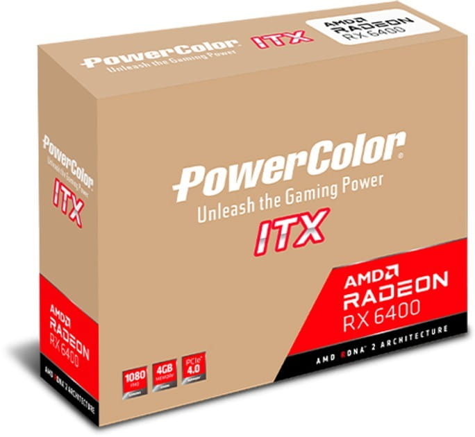 Видеокарта AMD Radeon RX 6400 4GB GDDR6 ITX PowerColor (AXRX 6400 4GBD6-DH)