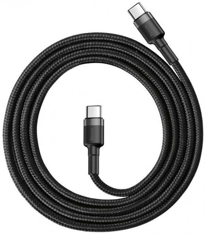 Кабель Baseus Cafule USB-С-USB-C, 3A, 1м Gray/Black (CATKLF-GG1)