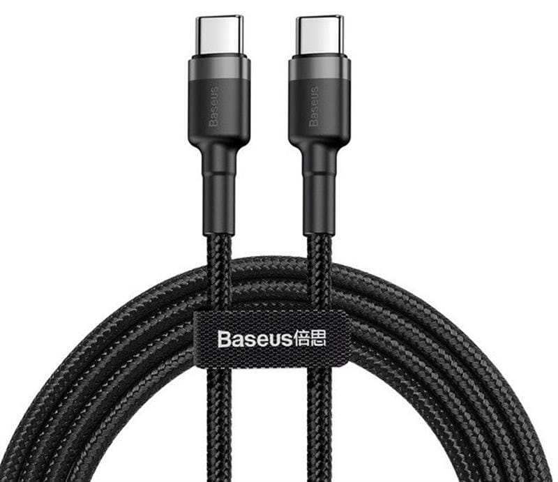 Кабель Baseus Cafule USB-С-USB-C, 3A, 1м Gray/Black (CATKLF-GG1)