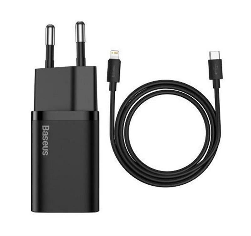 Мережевий зарядний пристрій Baseus Super Si Quick Charger (1USBx3A) Black (TZCCSUP-B01) + кабель Lightning