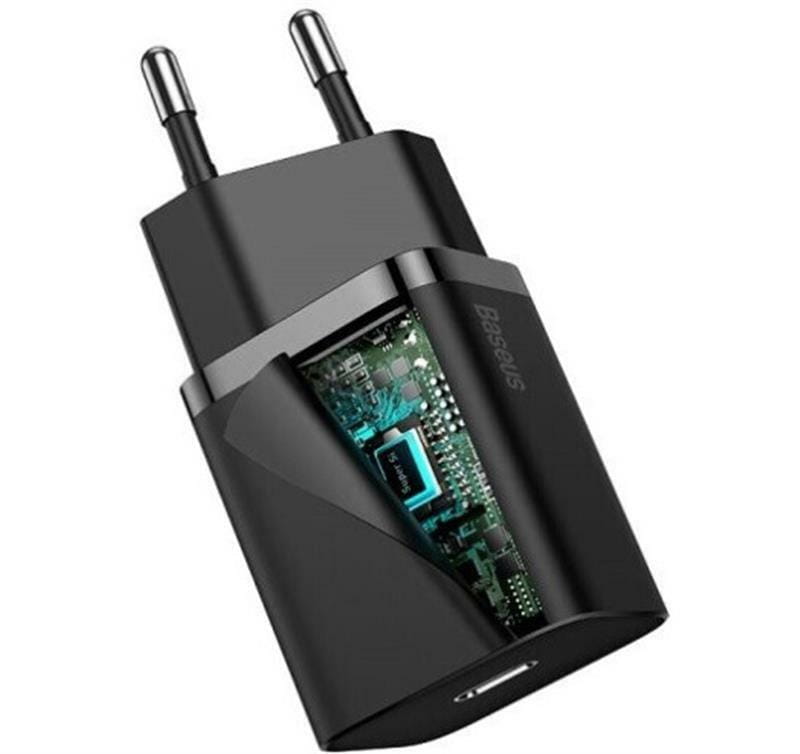 Мережевий зарядний пристрій Baseus Super Si Quick Charger (1USBx3A) Black (TZCCSUP-B01) + кабель Lightning