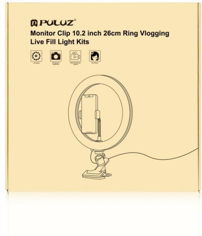 Кольцевая LED-лампа Puluz PKT3126B 10.2" + зажим (PKT3126B)