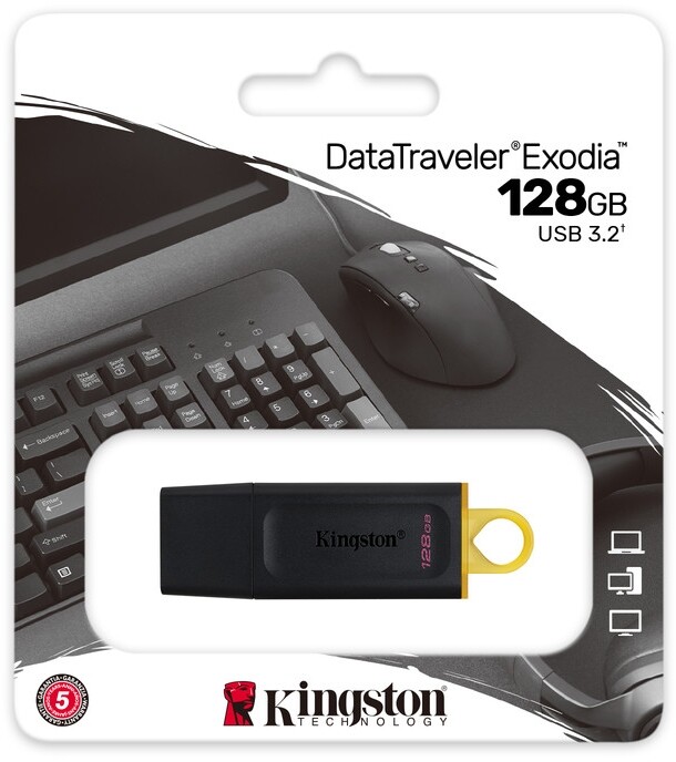 Флеш-накопитель USB3.2 128GB Kingston DataTraveler Exodia Black/Yellow (DTX/128GB)