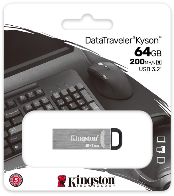 Флеш-накопичувач USB3.2 64GB Kingston DataTraveler Kyson Silver/Black (DTKN/64GB)