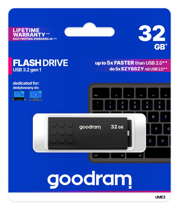 Флеш-накопитель USB3.2 32GB GOODRAM UME3 Black (UME3-0320K0R11)