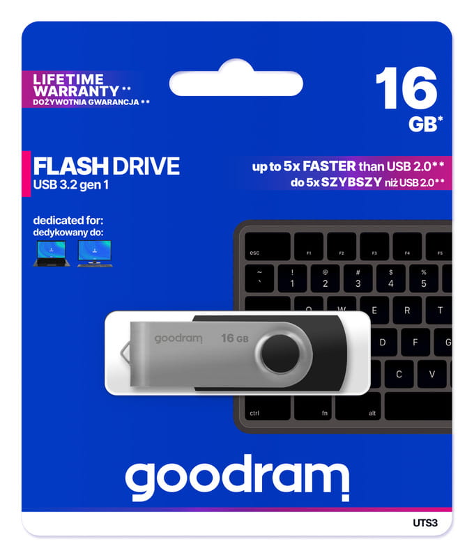 Флеш-накопичувач USB3.2 16GB GOODRAM UTS3 (Twister) Black (UTS3-0160K0R11)