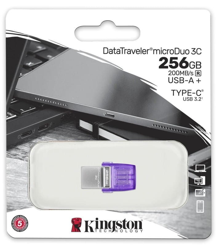 Флеш-накопичувач USB3.2 256GB Type-C Kingston DataTraveler microDuo 3C (DTDUO3CG3/256GB)