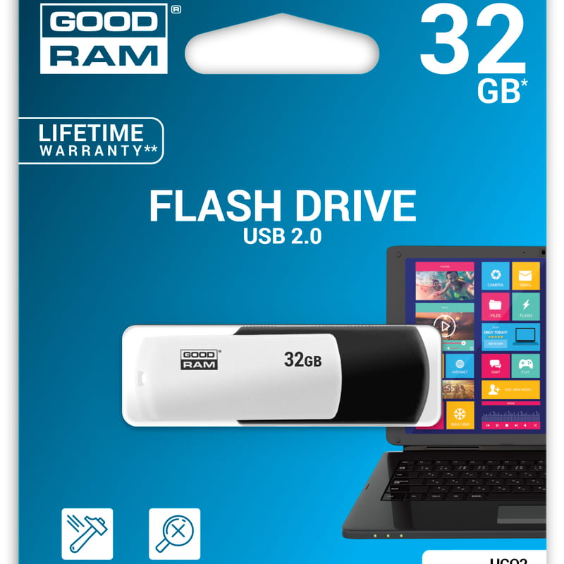 Флеш-накопитель USB 32GB GOODRAM UCO2 (Colour Mix) Black/White (UCO2-0320KWR11)