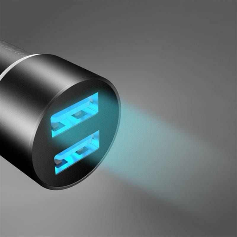 Автомобильное зарядное устройство SkyDolphin SZ02 Aluminium (2USB, 2.4A) Black (AZP-000074)