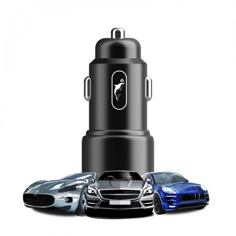 Автомобильное зарядное устройство SkyDolphin SZ15 Aluminium QC3.0 (2USB, 2.4A) Black (AZP-000087)