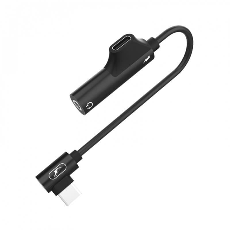 Перехідник SkyDolphin AU03 USB USB-C - Jack 3.5 + USB-C (M/F), Black (ADPT-00027)