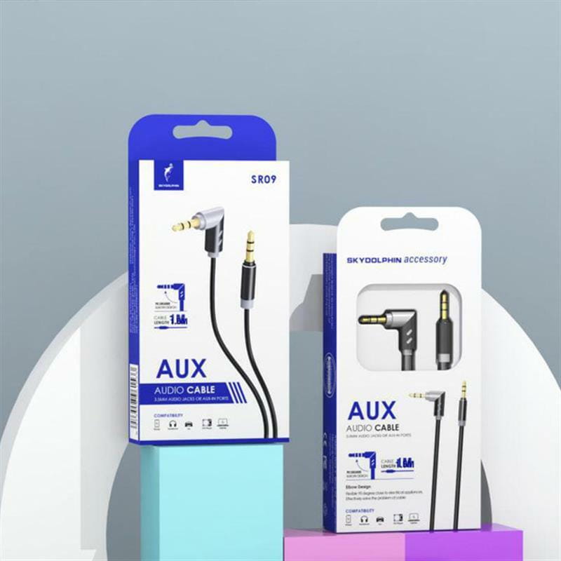 Аудио-кабель SkyDolphin SR09 Rotate Aluminium Connector 3.5 мм - 3.5 мм (M/M), 1.5 м, Black (AUX-000064)