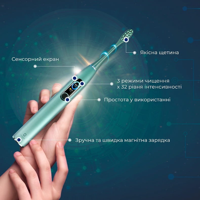 Розумна зубна електрощітка Oclean X Pro Mist Green (OLED) (Міжнародна версія) (6970810551471)