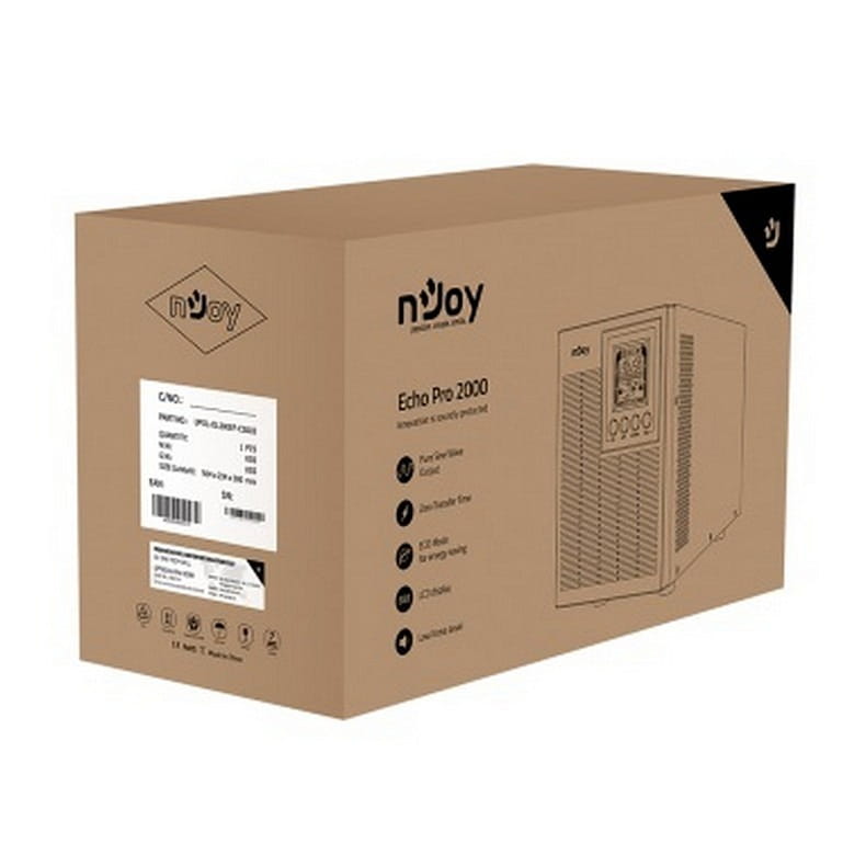 ИБП NJOY Echo Pro 2000 (UPOL-OL200EP-CG01B), Online, 4 x Schuko, USB, LCD, металл