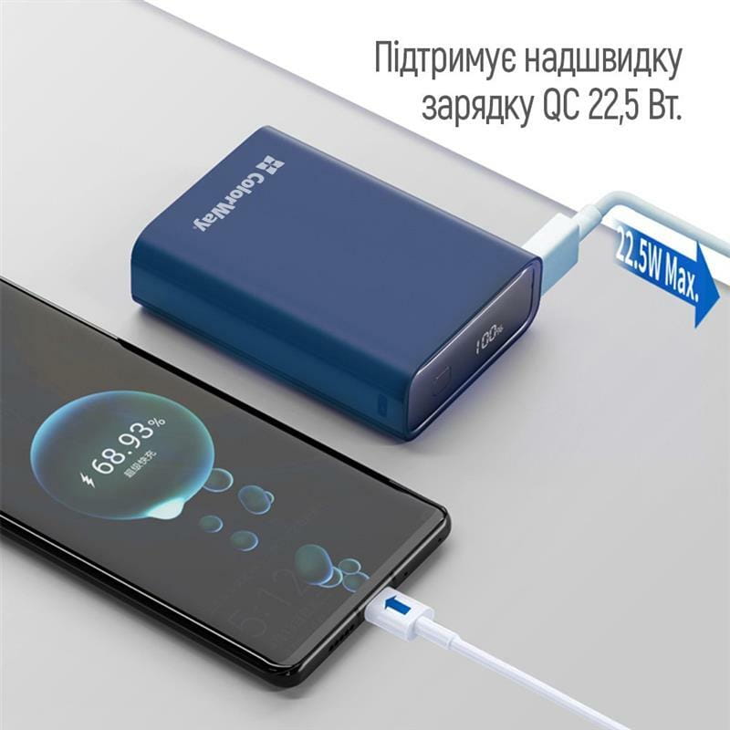 Універсальна мобільна батарея ColorWay Full power 20000mAh Blue (CW-PB200LPG2BL-PDD)