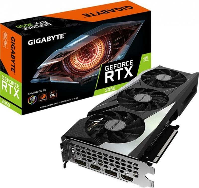 Видеокарта GF RTX 3050 8GB GDDR6 Gaming OC Gigabyte (GV-N3050GAMING OC-8GD)