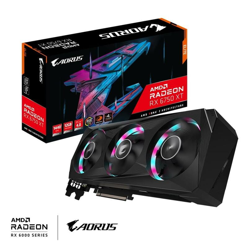 Видеокарта AMD Radeon RX 6750 XT 12GB GDDR6 Aorus Elite Gigabyte (GV-R675XTAORUS E-12GD)