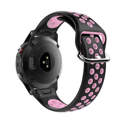 Фото - Ремешок для часов / браслета Infinity Ремінець для Garmin QuickFit 22 Nike-style Silicone Band Black/Pink (QF22 