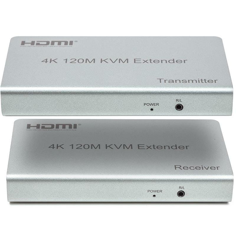 Подовжувач HDMI сигналу PowerPlant HDMI 4K/30hz, до 120м, через CAT5E/6 (HDES120-KVM) (CA912933)