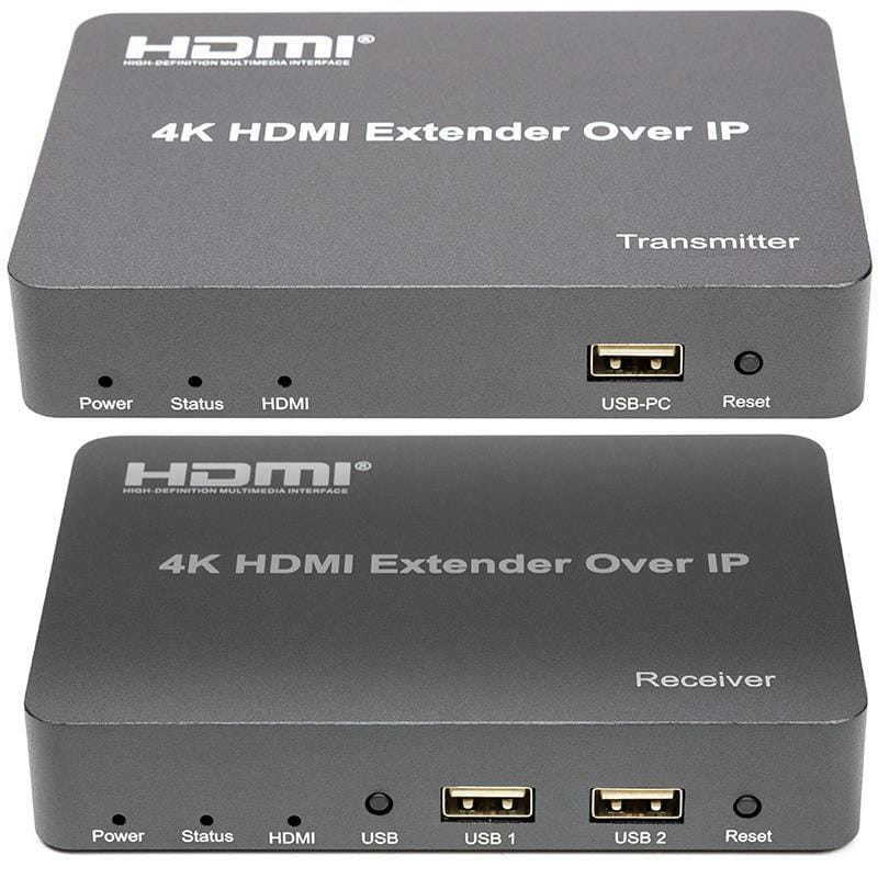 Подовжувач HDMI сигналу PowerPlant HDMI 4K/30hz, до 150м, через CAT5E/6 (HDES150-KVM) (CA912957)
