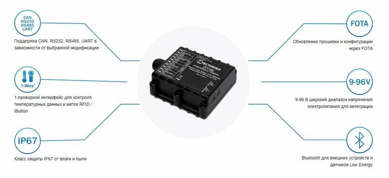 Персональный GPS трекер Teltonika E-SCOOTER TRACKER PLUS TFT100 (TFT100TCNAA0) для электроскутеров (GPS, GSM, BLE, micro-SIM, micro-USB, CAN, RS232, RS485 & UART, Accelerometer, Scooter control