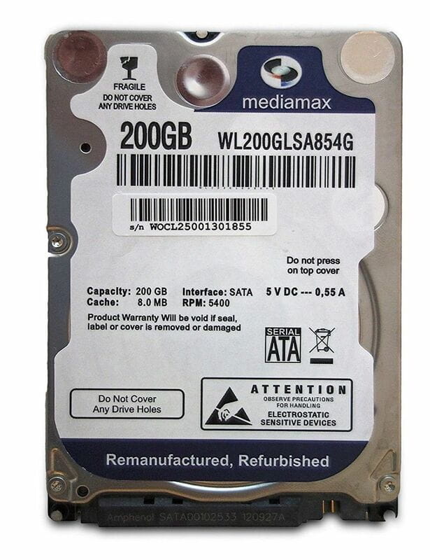 Накопитель HDD 2.5" SATA  200GB Mediamax 5400rpm 8MB (WL200GLSA854G)