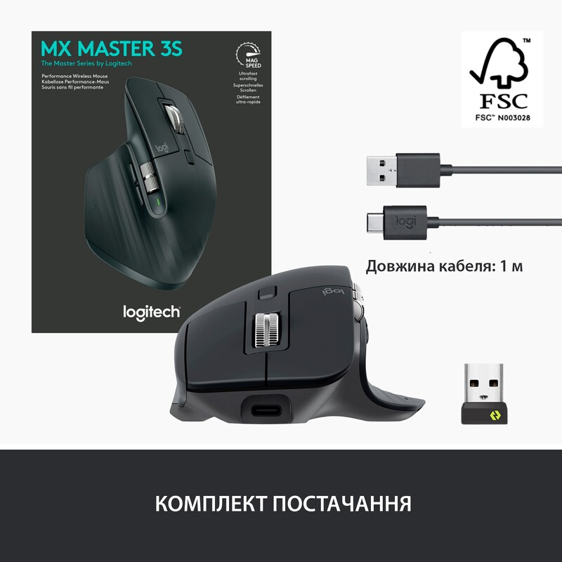 Миша бездротова Logitech MX Master 3S Graphite (910-006559)
