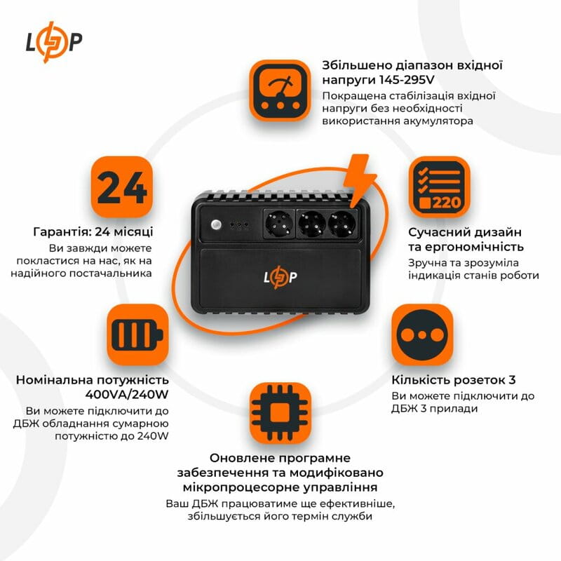 ИБП LogicPower LP-400VA-3PS
