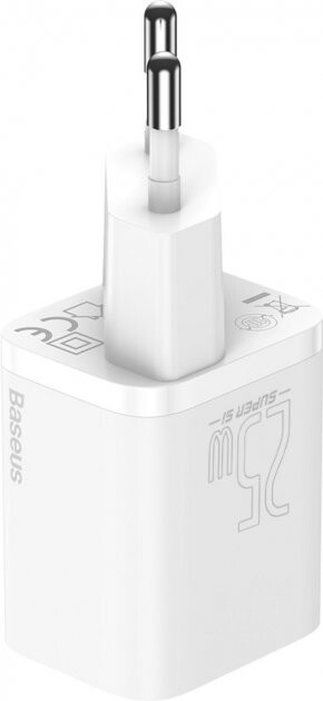 Сетевое зарядное устройство Baseus Super Silicone PD Charger 25W (1Type-C) White (TZCCSUP-L02) + кабель Type-C