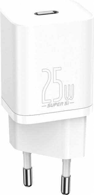 Сетевое зарядное устройство Baseus Super Silicone PD Charger 25W (1Type-C) White (TZCCSUP-L02) + кабель Type-C