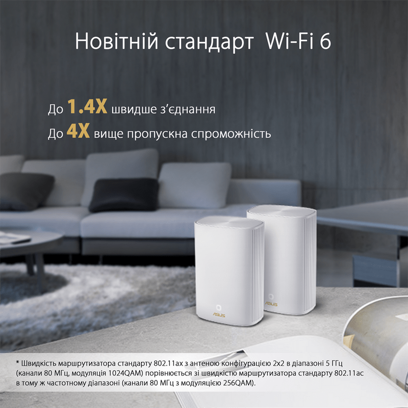 Wi-Fi Mesh система Asus ZenWiFi AX Hybrid (XP4) 2pk White (90IG05T0-BM9110)
