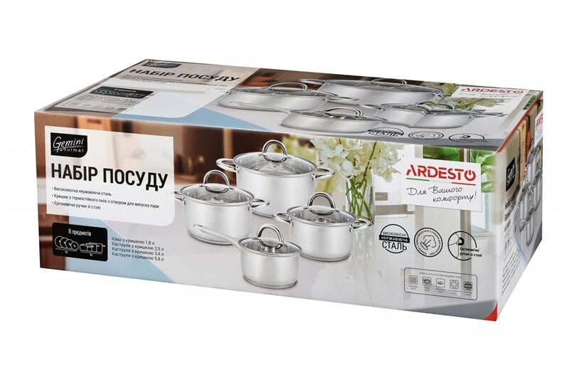 Набор кастрюль Ardesto Gemini AR1908PS (8 предметов)