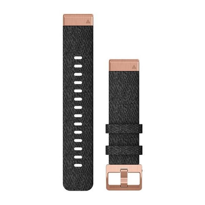 Ремешок Garmin QuickFit 20mm для Garmin Fenix 6S Heathered Black Nylon with Rose Gold (010-12874-00)