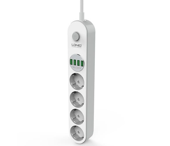 Сетевой фильтр Ldnio (SE4432/19043) 4 розетки, 4 USB, 2 м, White