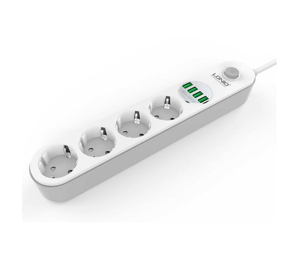 Сетевой фильтр Ldnio (SE4432/19043) 4 розетки, 4 USB, 2 м, White