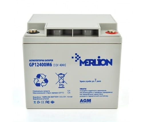 Фото - Батарея для ДБЖ MERLION Акумуляторна батарея  12V 40AH  AGM GP12400M6/0601 (GP12400M6/06016)