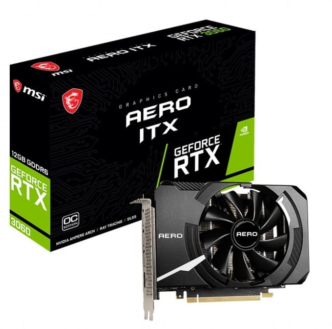 Видеокарта GF RTX 3060 12GB GDDR6 Aero ITX OC MSI (GeForce RTX 3060 ...