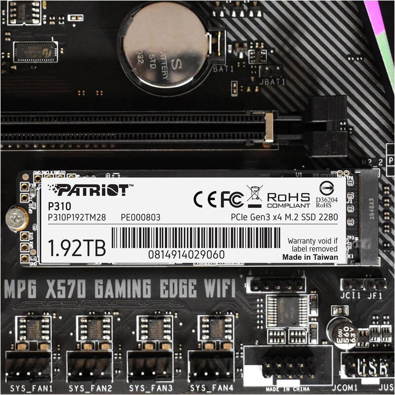 Накопичувач SSD 1.92TB Patriot P310 M.2 2280 PCIe NVMe 3.0 x4 TLC (P310P192TM28)