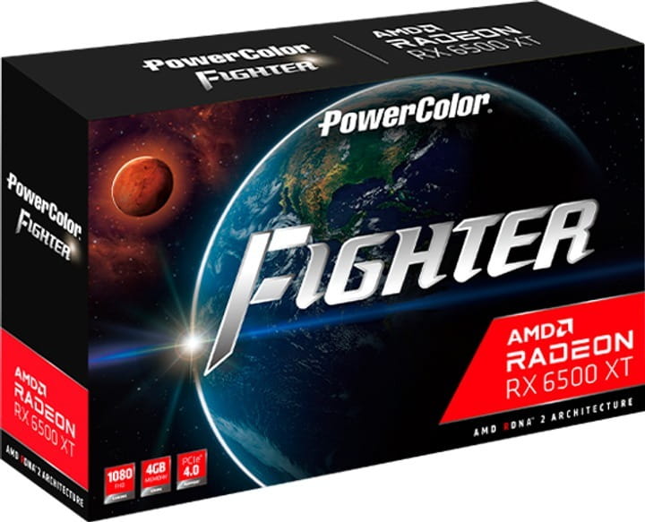Видеокарта AMD Radeon RX 6500 XT 4GB GDDR6 Fighter PowerColor (AXRX 6500 XT 4GBD6-DH/OC)