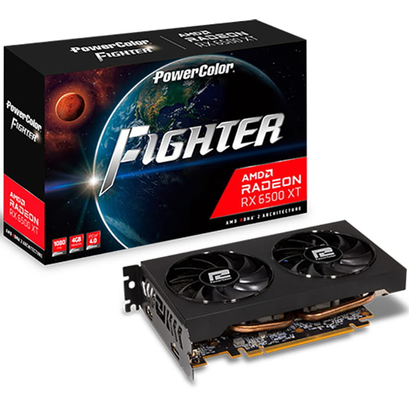 Видеокарта AMD Radeon RX 6500 XT 4GB GDDR6 Fighter PowerColor (AXRX 6500 XT 4GBD6-DH/OC)